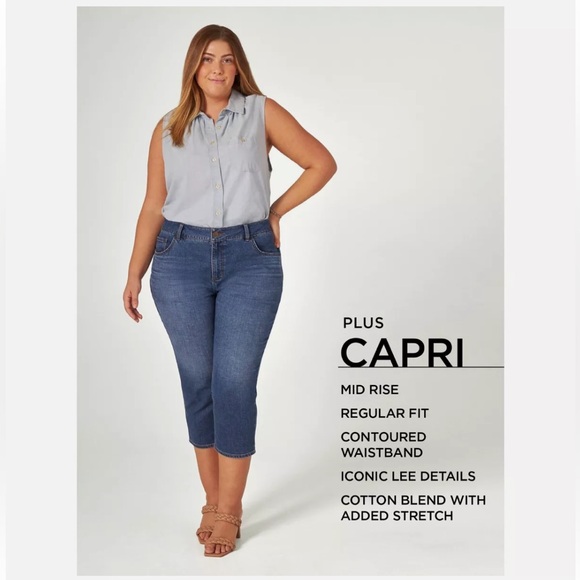 Lee Women's Plus Size Midrise Regular Fit Capri Jeans Pant 20W - Picture 14 of 14